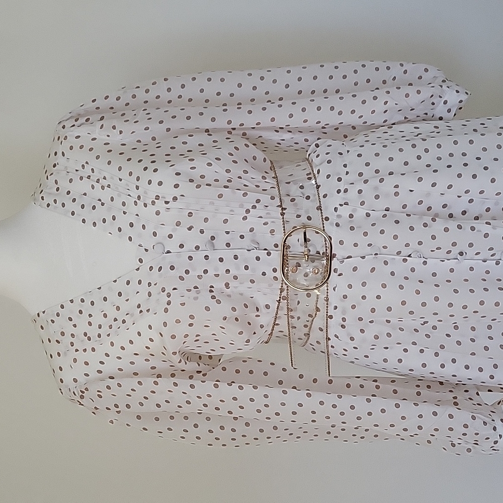 Brown white polka dot dress. Size 6 US.